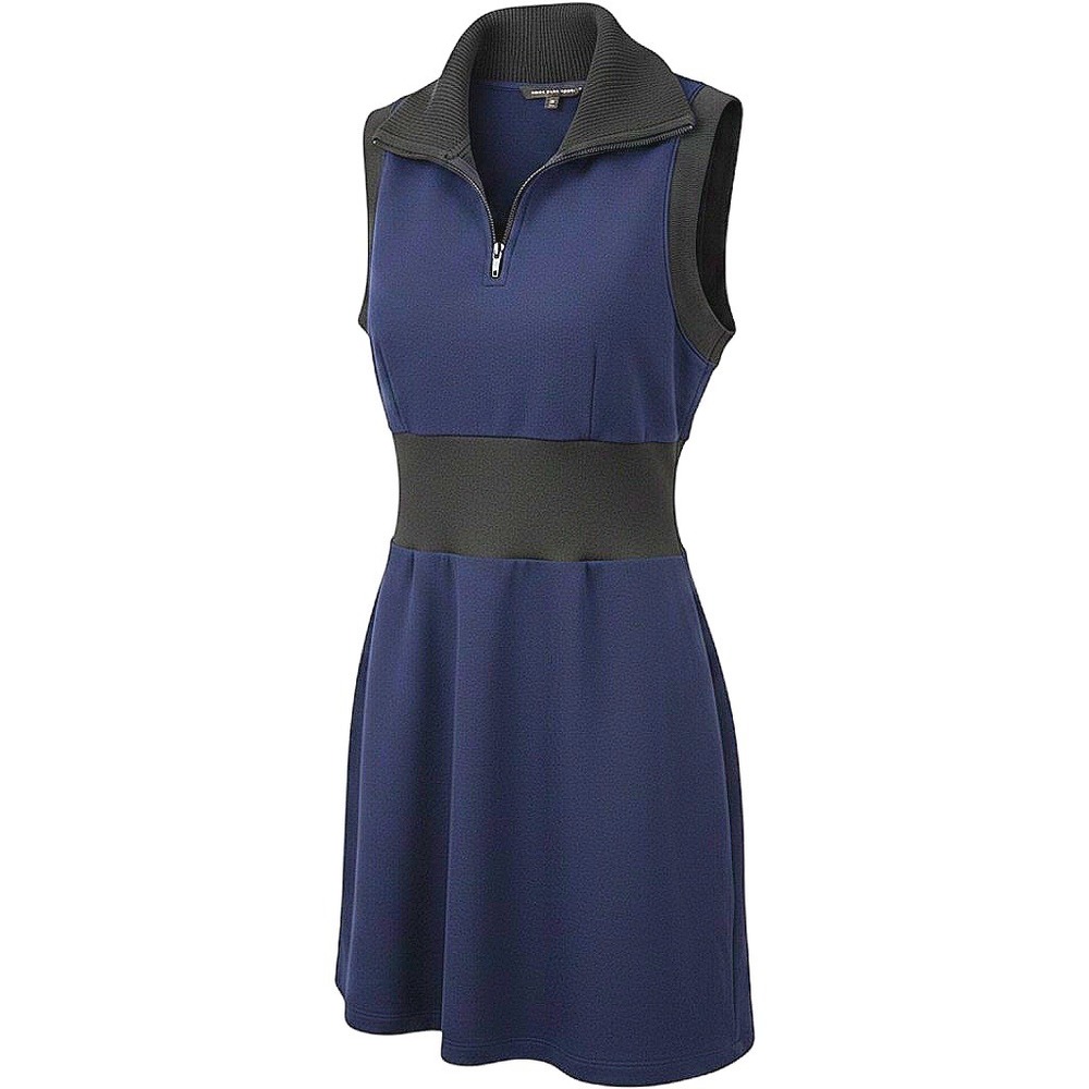 Zara Sleeveless Quarter Zip Ribbed Waist Fit and Flare‎ Dress Navy Blue Small